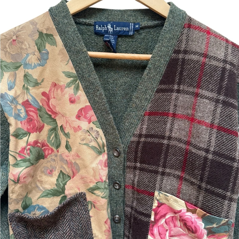 Vintage Ralph Lauren Patchwork Wool Button Cardig… - image 5